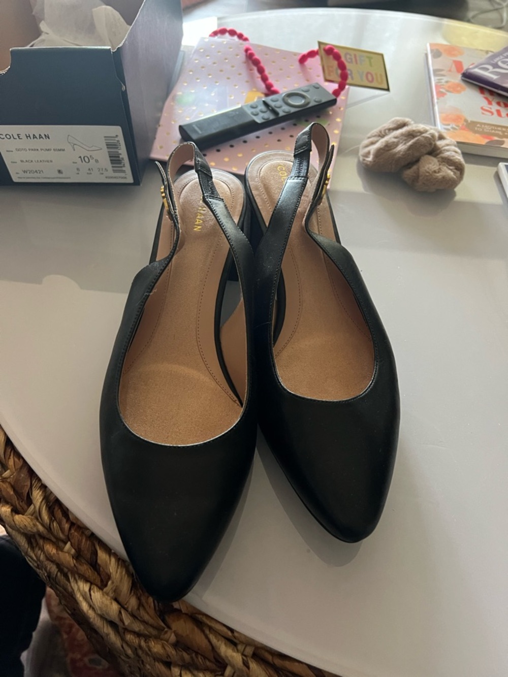 Cole Haan Black Slingback Pointed-Toe Mules